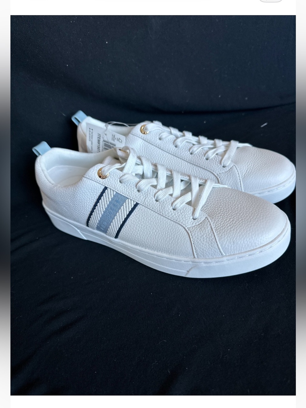 Ted Baker White Sneakers with Blue Stripes women 11